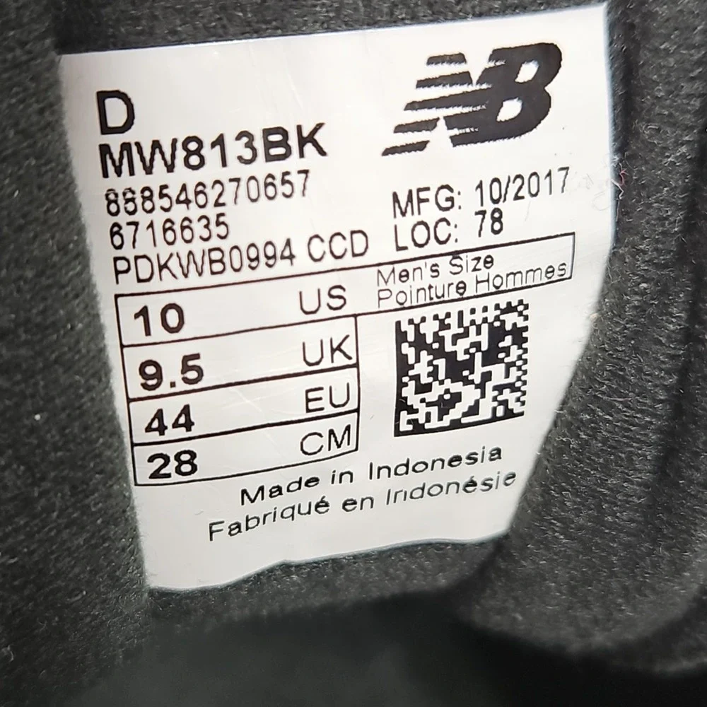 New Balance 813 Mens Size 10 D Black Leather Walking Shoes Sneakers MW813BK‎